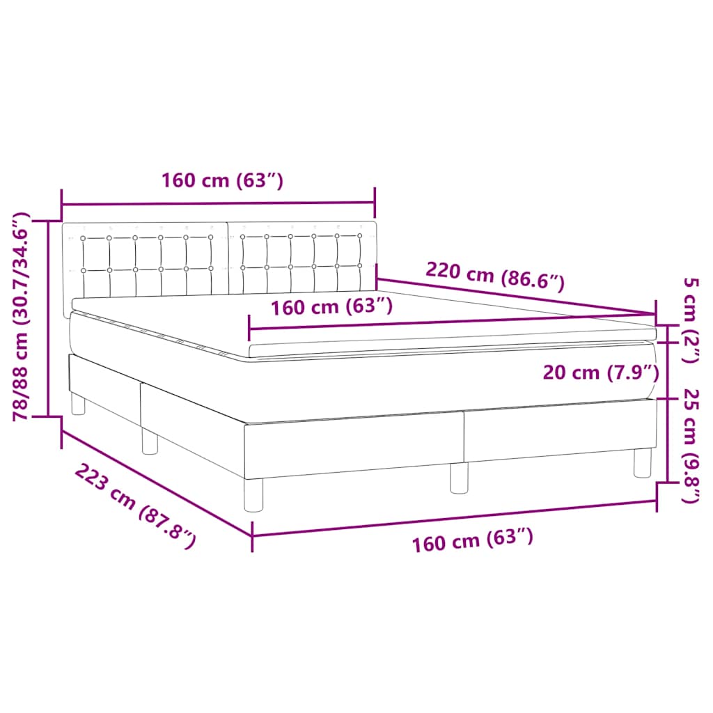 Boxspring met matras fluweel donkergroen 160x220 cm