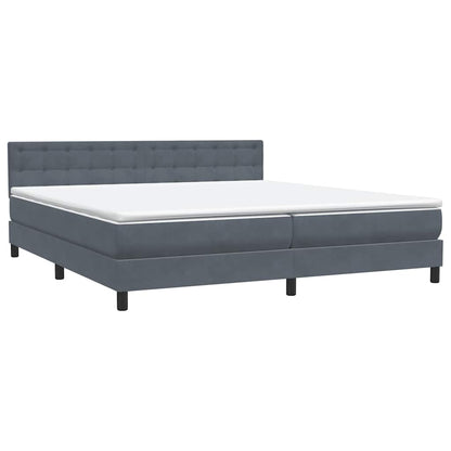 Boxspring met matras fluweel donkergrijs 180x220 cm