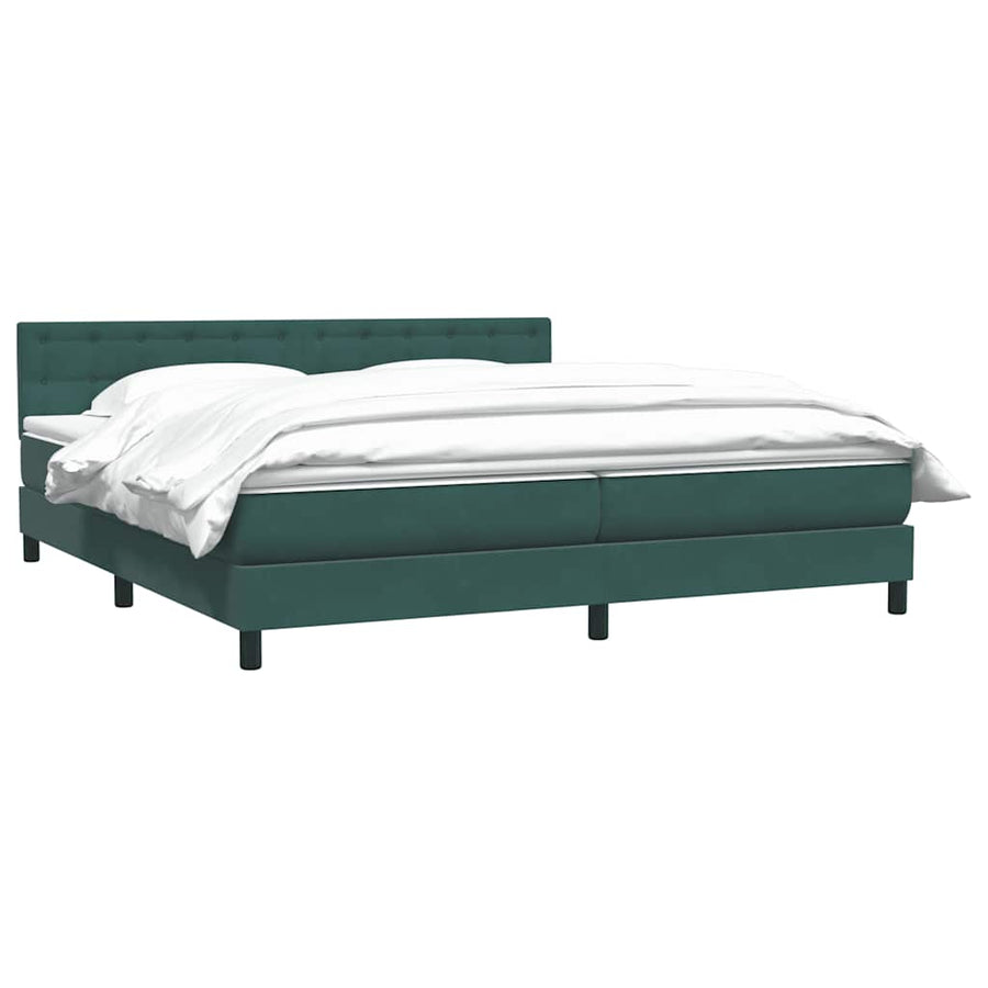 Boxspring Met Matras Fluweel 180 x 220 cm Donkergroen