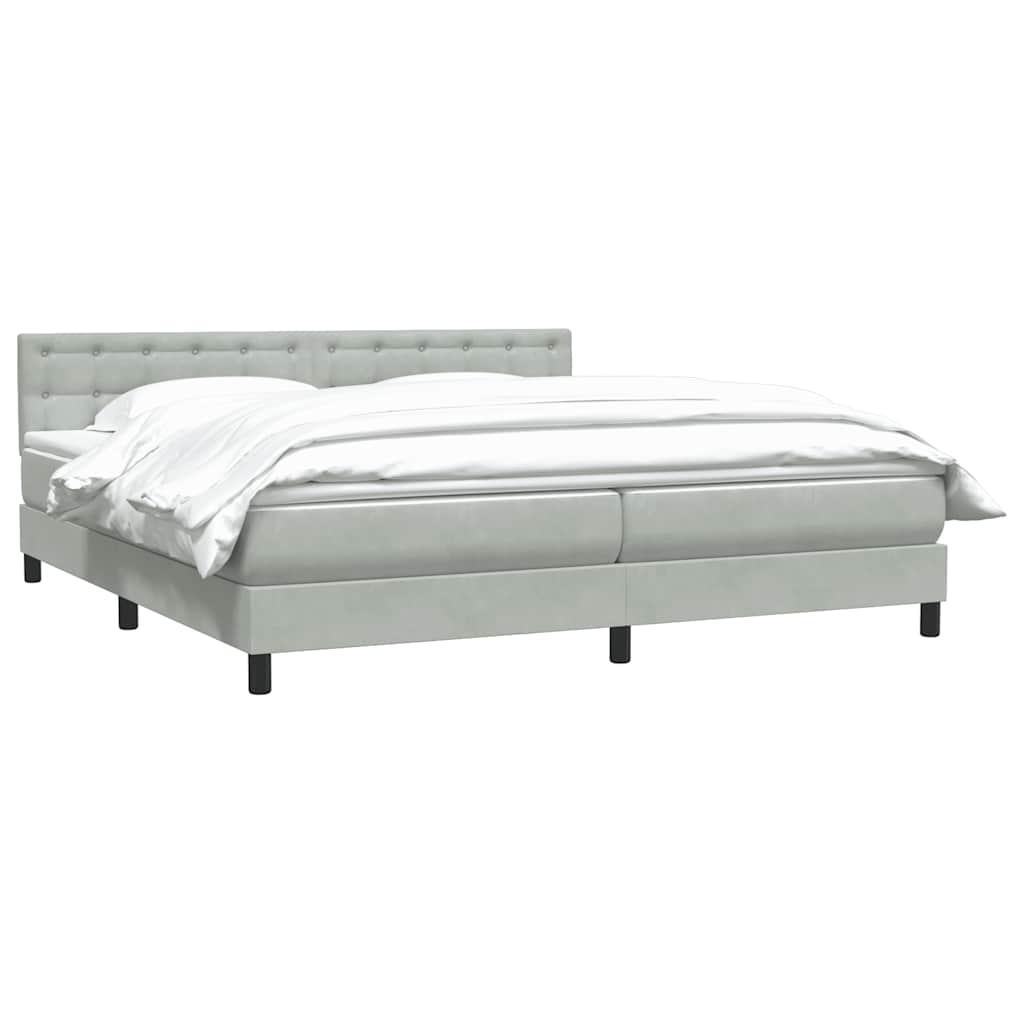 Boxspring met matras fluweel lichtgrijs 200x220 cm