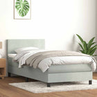Boxspring 80x210 cm lichtgrijs fluweel met matras en led