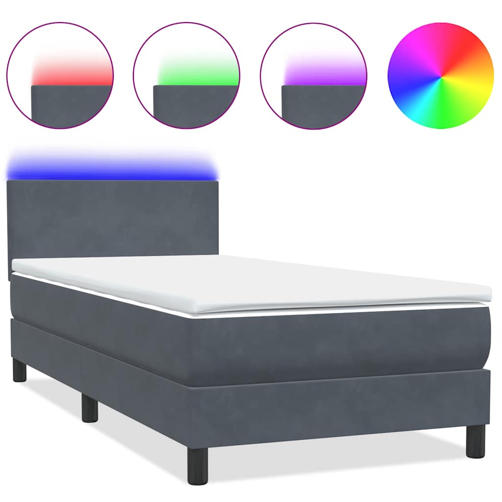 Boxspring met matras en LED fluweel donkergrijs 80x210 cm