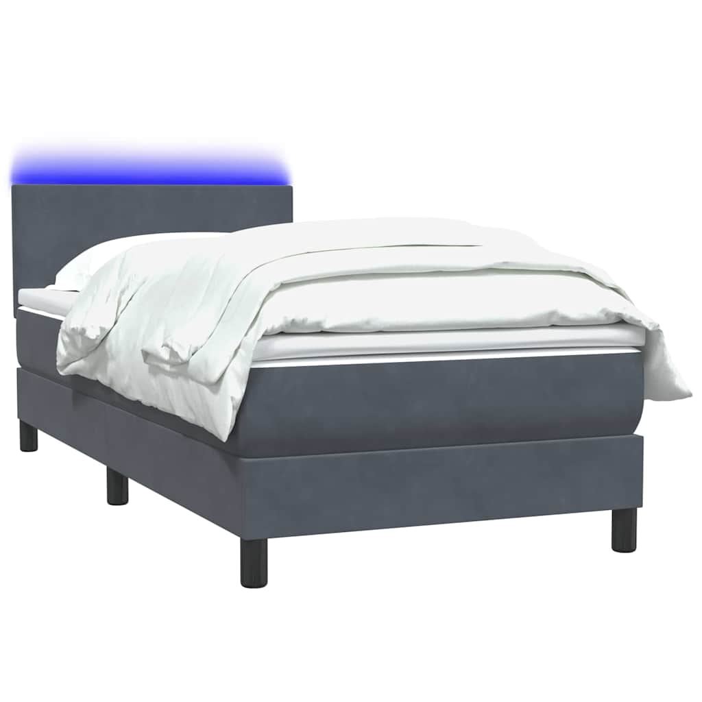 Boxspring met matras en LED fluweel donkergrijs 80x210 cm