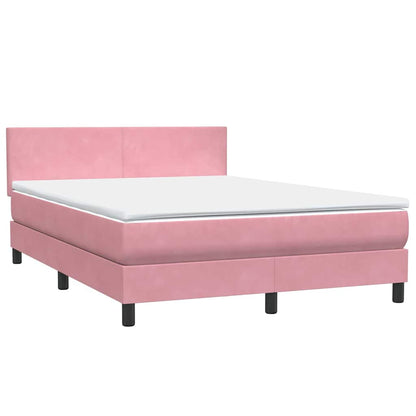 Boxspring met matras en LED fluweel roze 140x210 cm