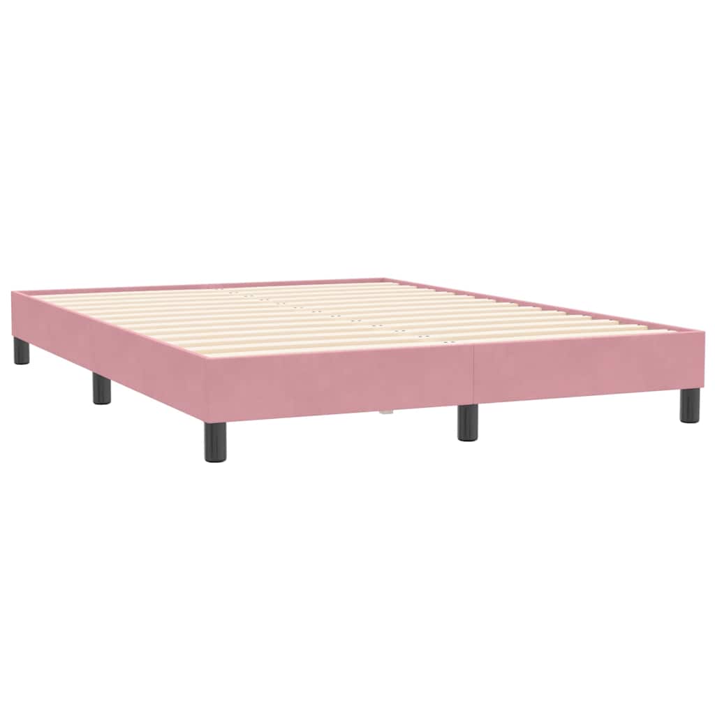 Boxspring met matras en LED fluweel roze 140x210 cm