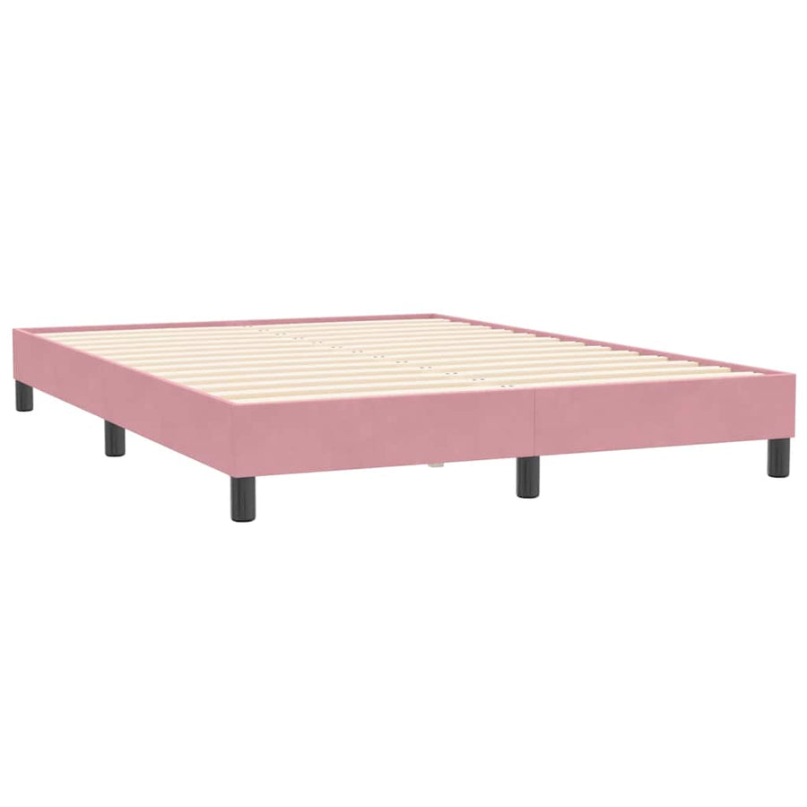 Boxspring met matras en LED fluweel roze 140x210 cm