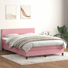 Boxspring met matras en LED fluweel roze 140x210 cm