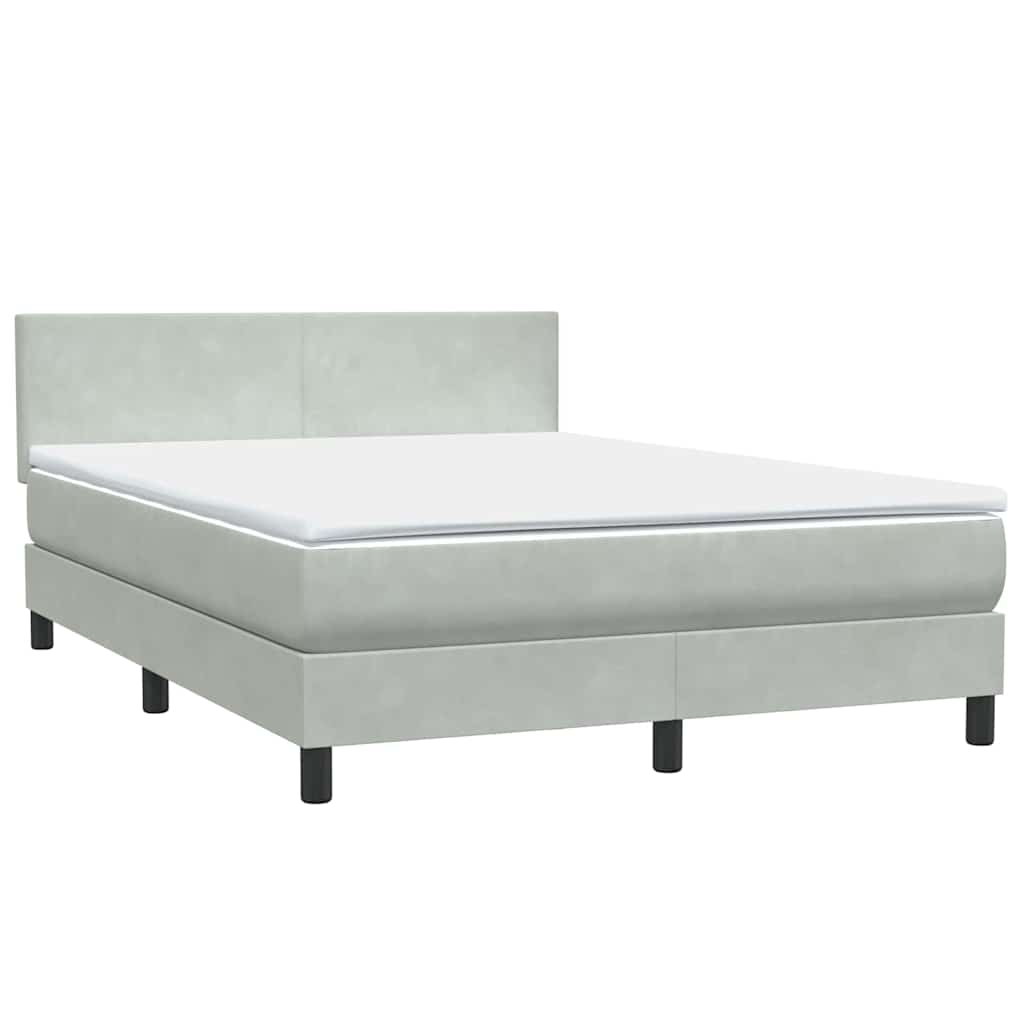 Boxspring met matras en LED fluweel lichtgrijs 160x210 cm