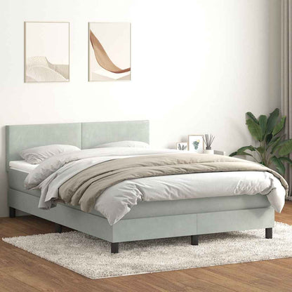 Boxspring met matras en LED fluweel lichtgrijs 160x210 cm