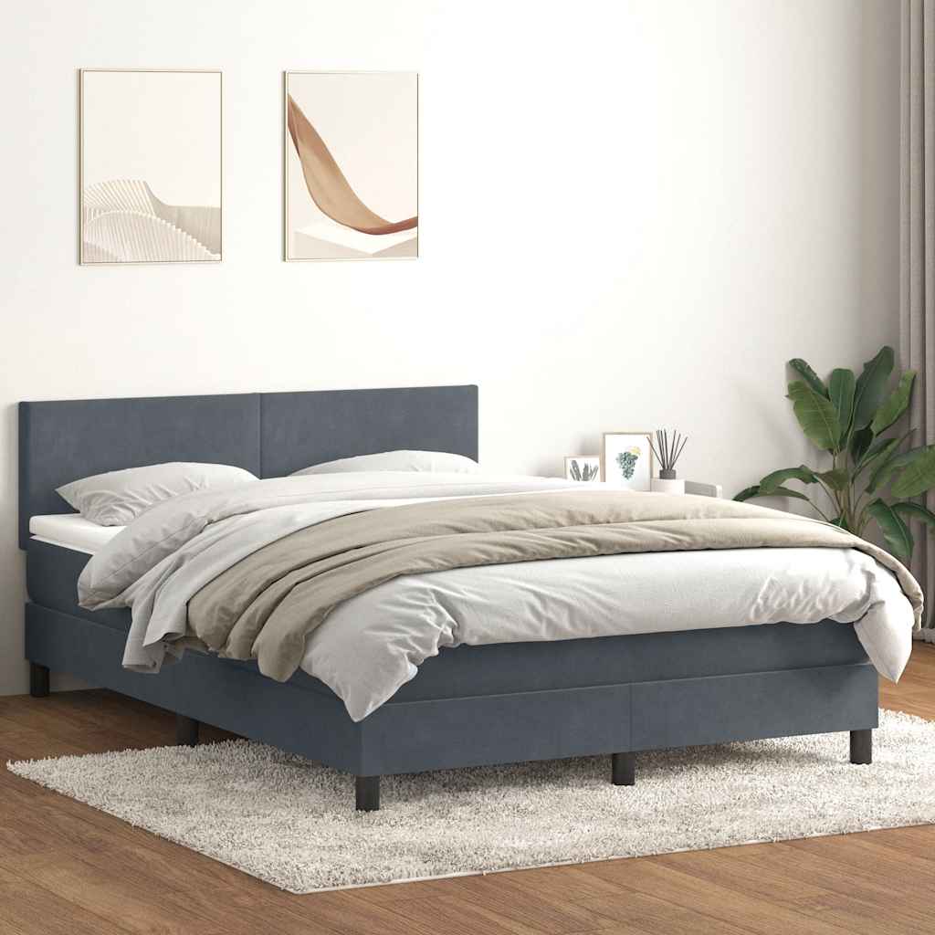 Boxspring met matras en LED fluweel donkergrijs 160x210 cm