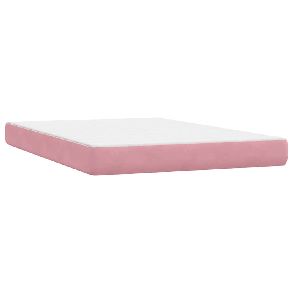 Boxspring met matras en LED fluweel roze 160x210 cm
