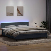 Boxspring 180x210 cm donkergrijs fluweel met matras en LED