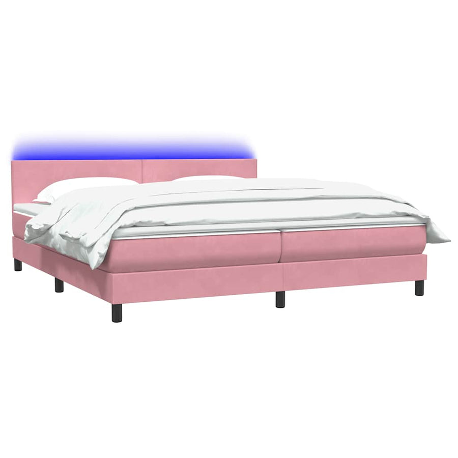 Boxspring met matras fluweel roze 180x210 cm