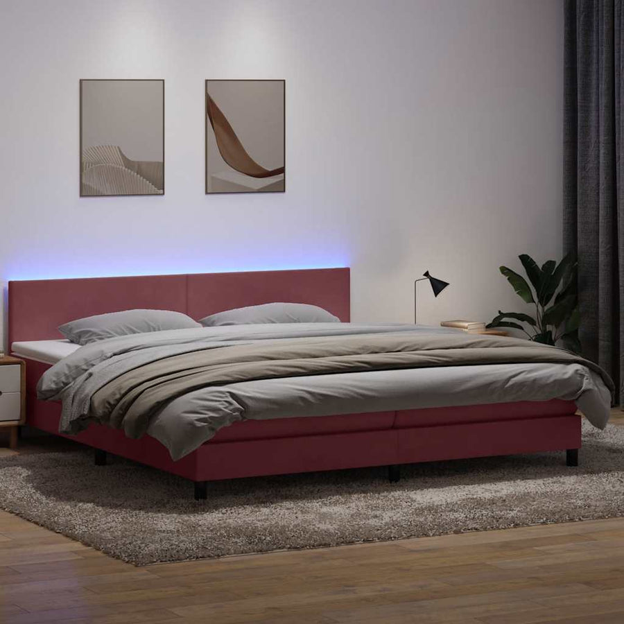 Boxspring met matras fluweel roze 180x210 cm