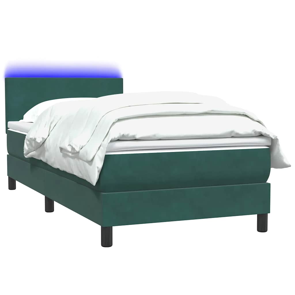 Boxspring met matras en LED fluweel donkergroen 80x220 cm