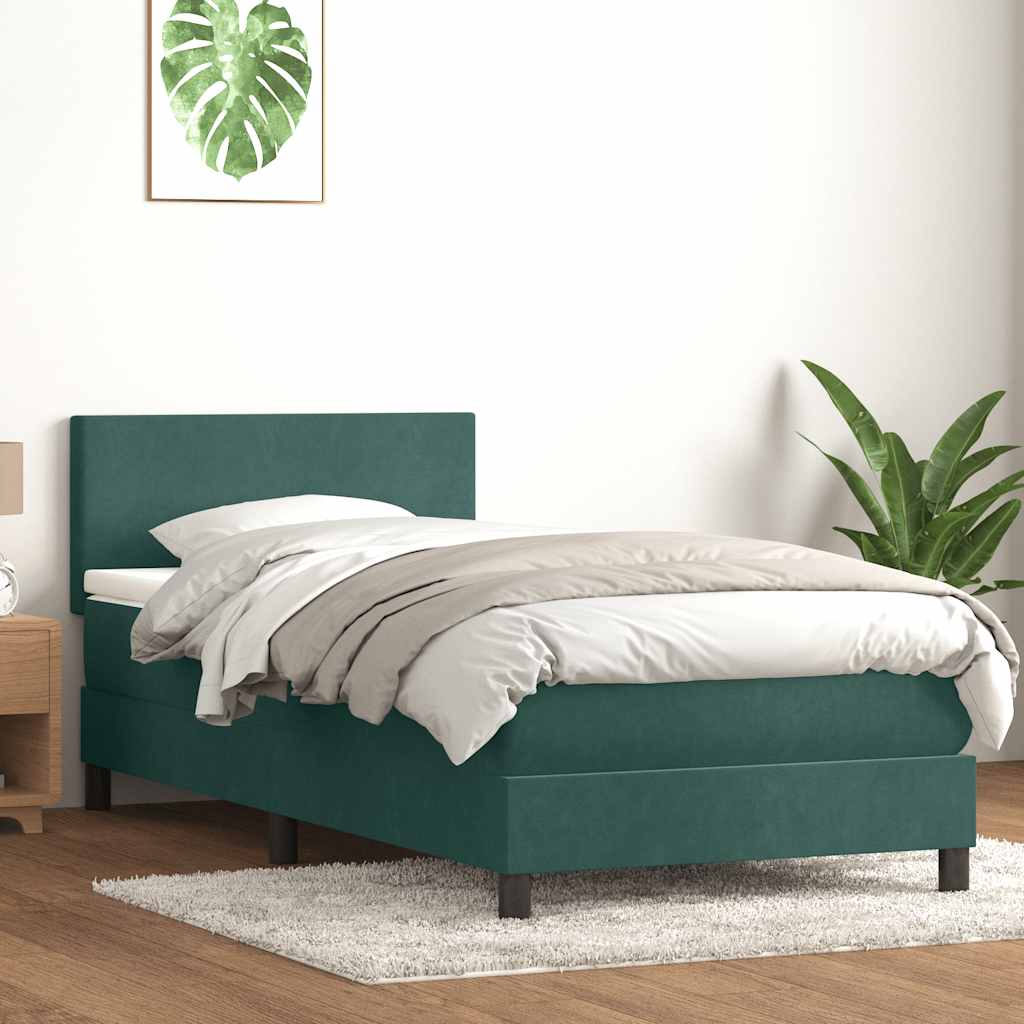Boxspring met matras en LED fluweel donkergroen 80x220 cm