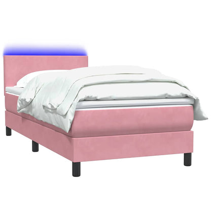 Boxspring met matras en LED fluweel roze 80x220 cm