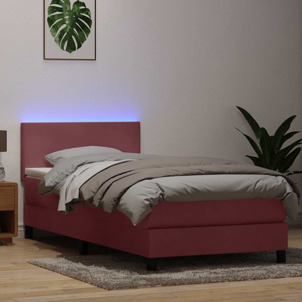Boxspring met matras en LED fluweel roze 80x220 cm