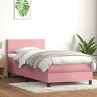 Boxspring met matras fluweel roze 80x220 cm