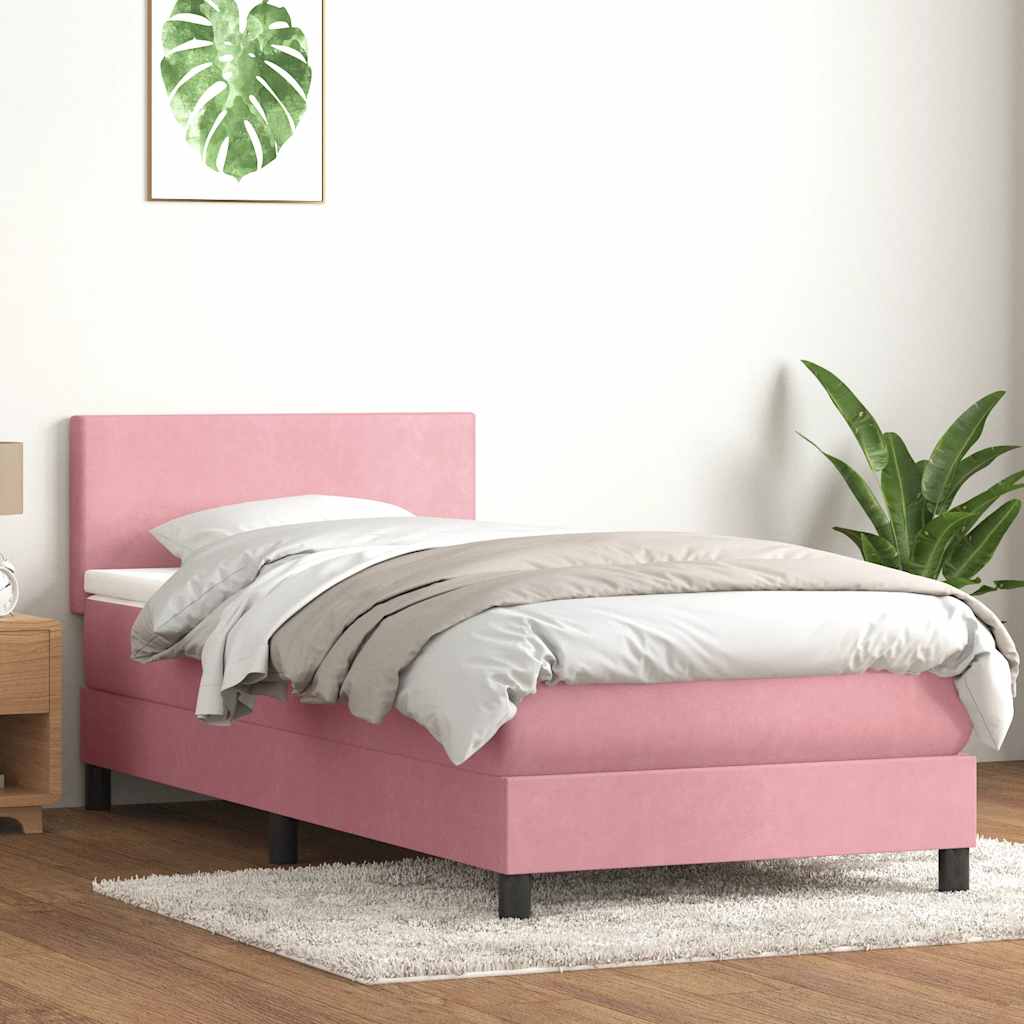 Boxspring met matras en LED fluweel roze 80x220 cm