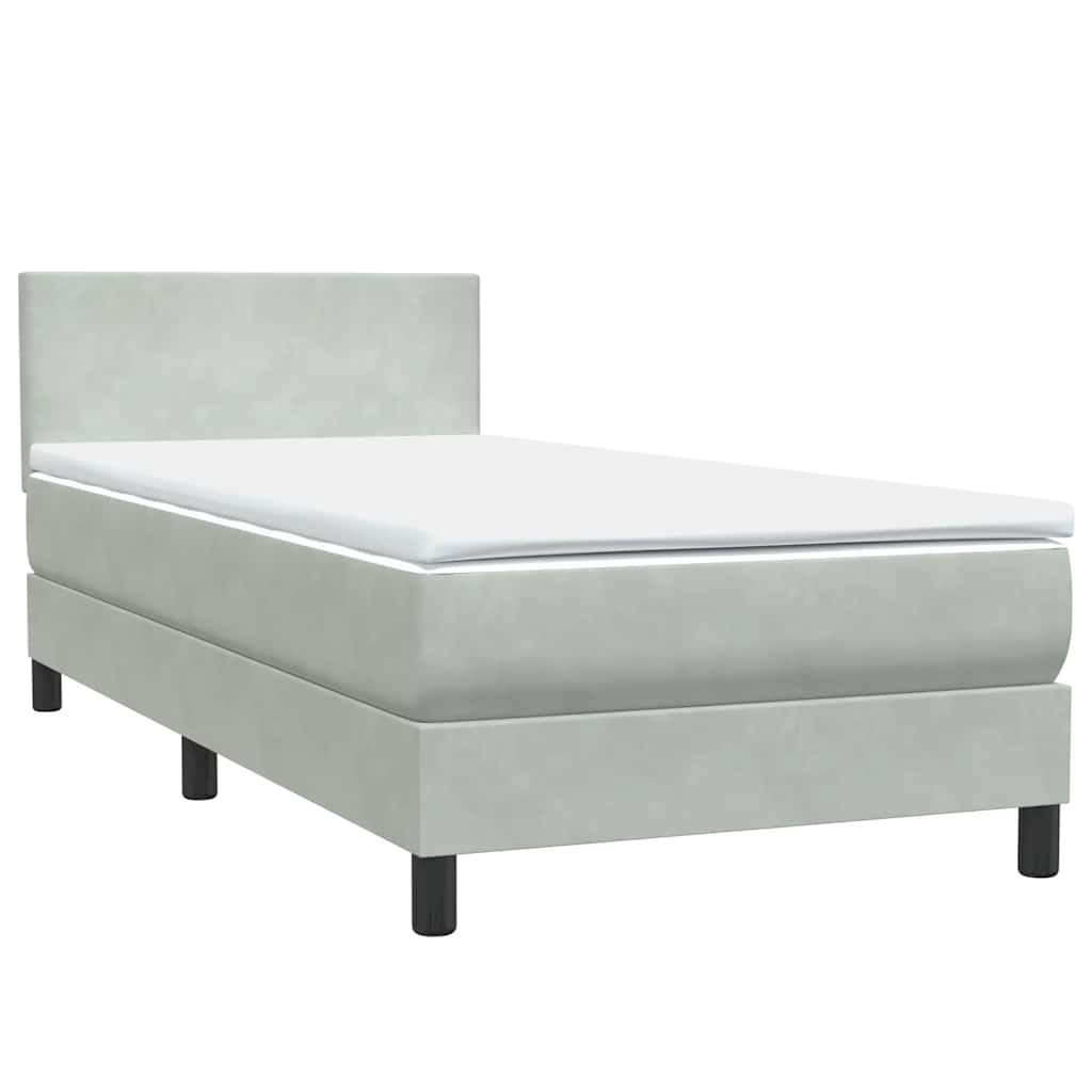 Boxspring met matras en LED fluweel lichtgrijs 90x220 cm