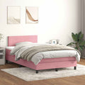 Boxspring met matras en LED fluweel roze 120x220 cm