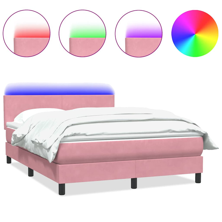 Boxspring met matras fluweel roze 140x220 cm