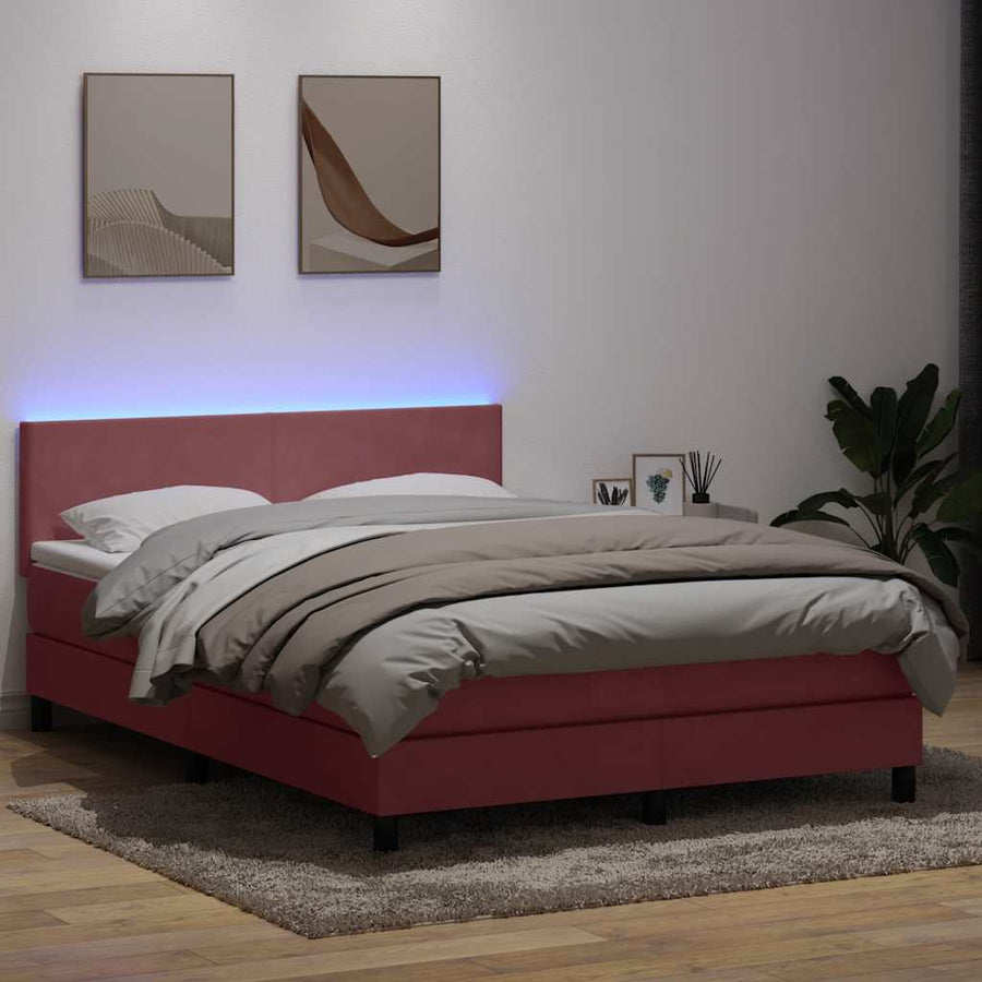 Boxspring met matras fluweel roze 160x220 cm