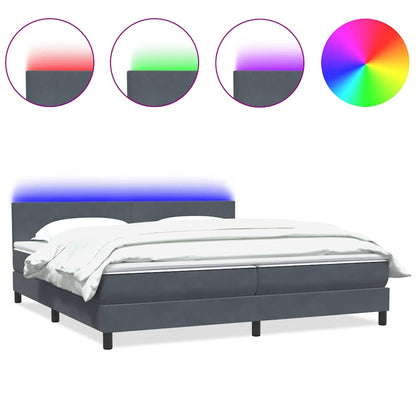 Boxspring met matras fluweel donkergrijs 180x220 cm