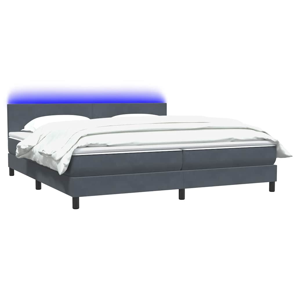 Boxspring met matras fluweel donkergrijs 180x220 cm