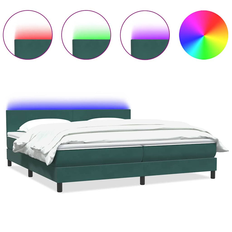 Boxspring Met Matras En Led Fluweel 180 x 220 cm