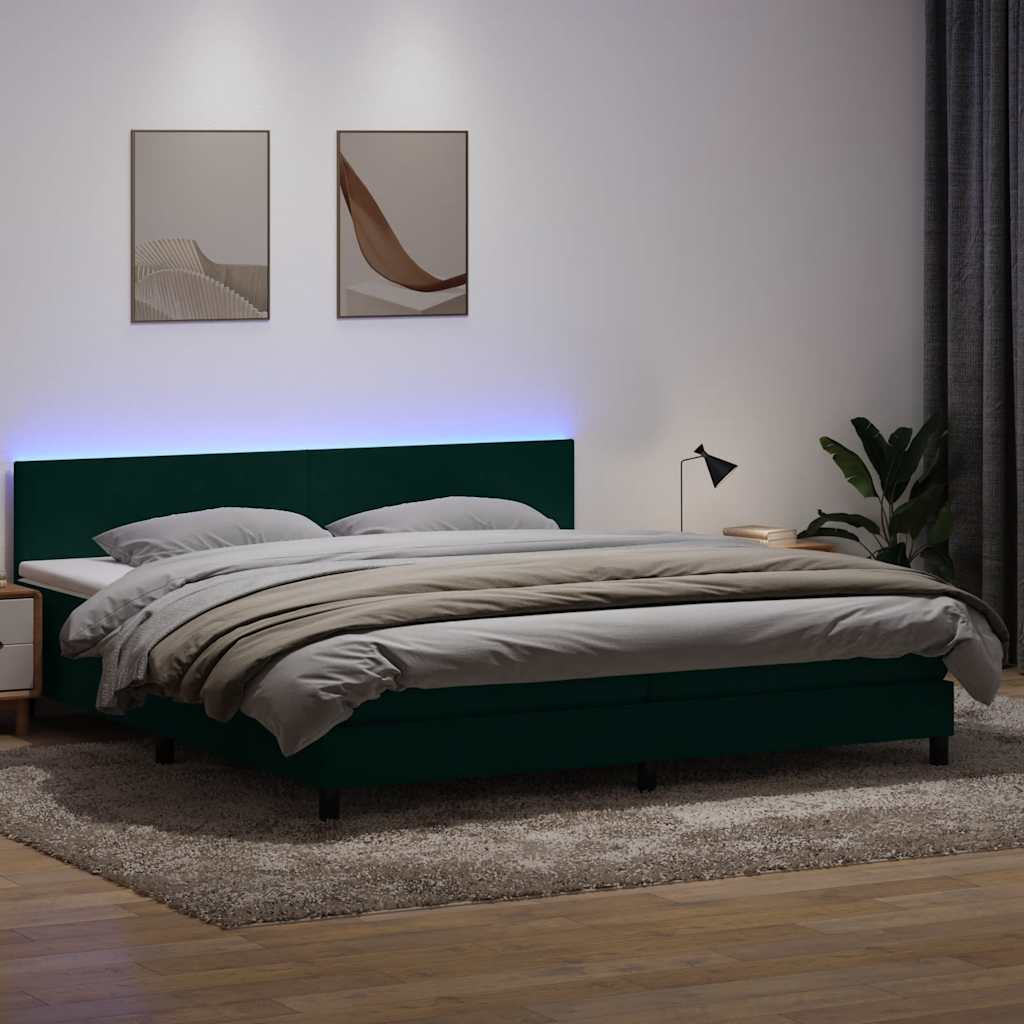 Boxspring Met Matras En Led Fluweel 180 x 220 cm