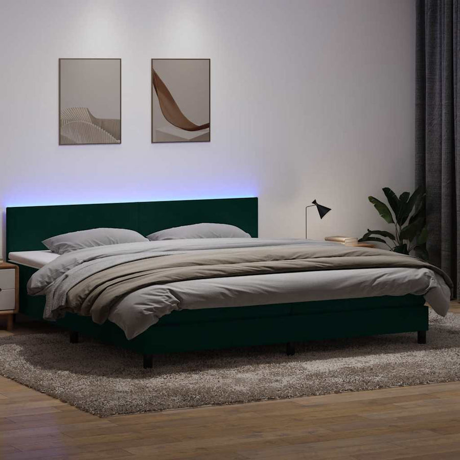 Boxspring Met Matras En Led Fluweel 180 x 220 cm