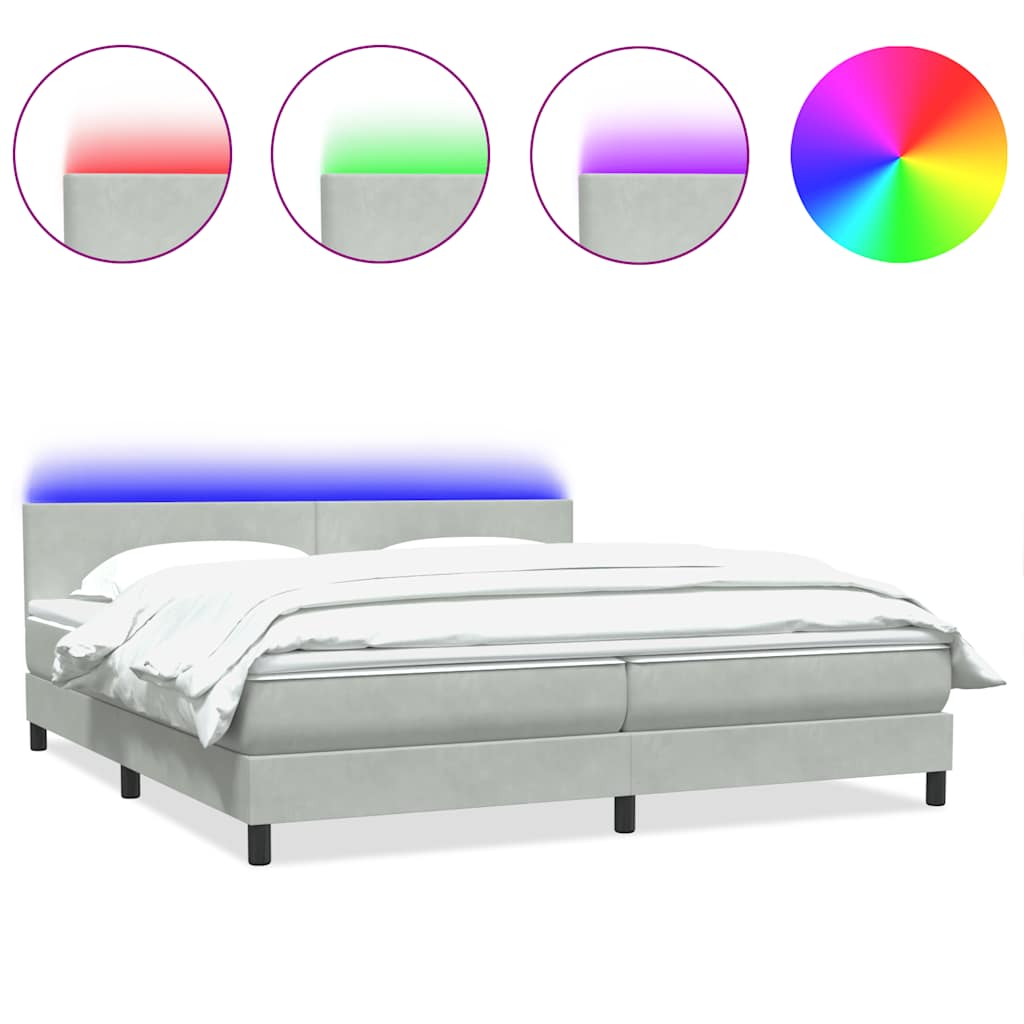 Boxspring met matras fluweel lichtgrijs 200x220 cm
