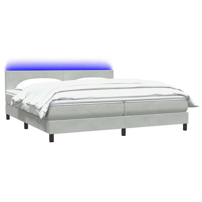 Boxspring met matras fluweel lichtgrijs 200x220 cm