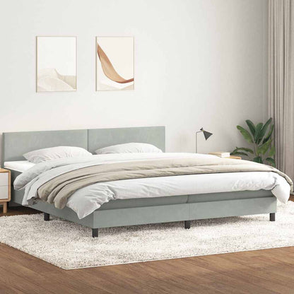 Boxspring met matras fluweel lichtgrijs 200x220 cm