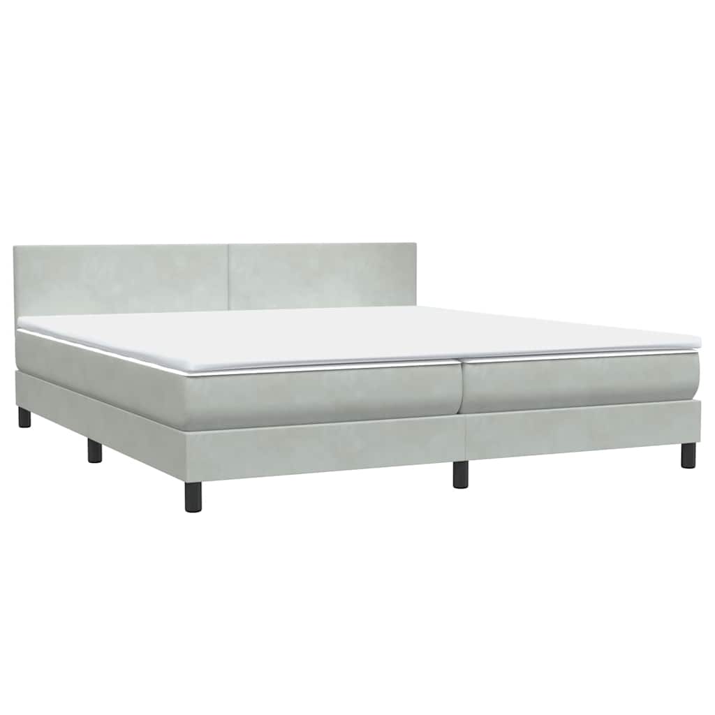 Boxspring met matras fluweel lichtgrijs 200x220 cm