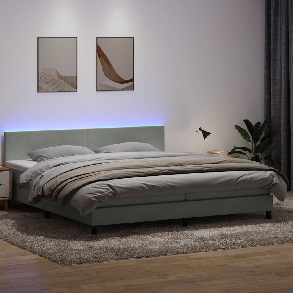 Boxspring met matras fluweel lichtgrijs 200x220 cm