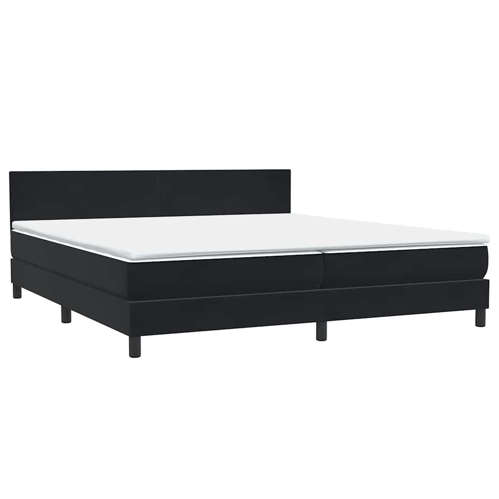 Boxspring met matras fluweel zwart 200x220 cm