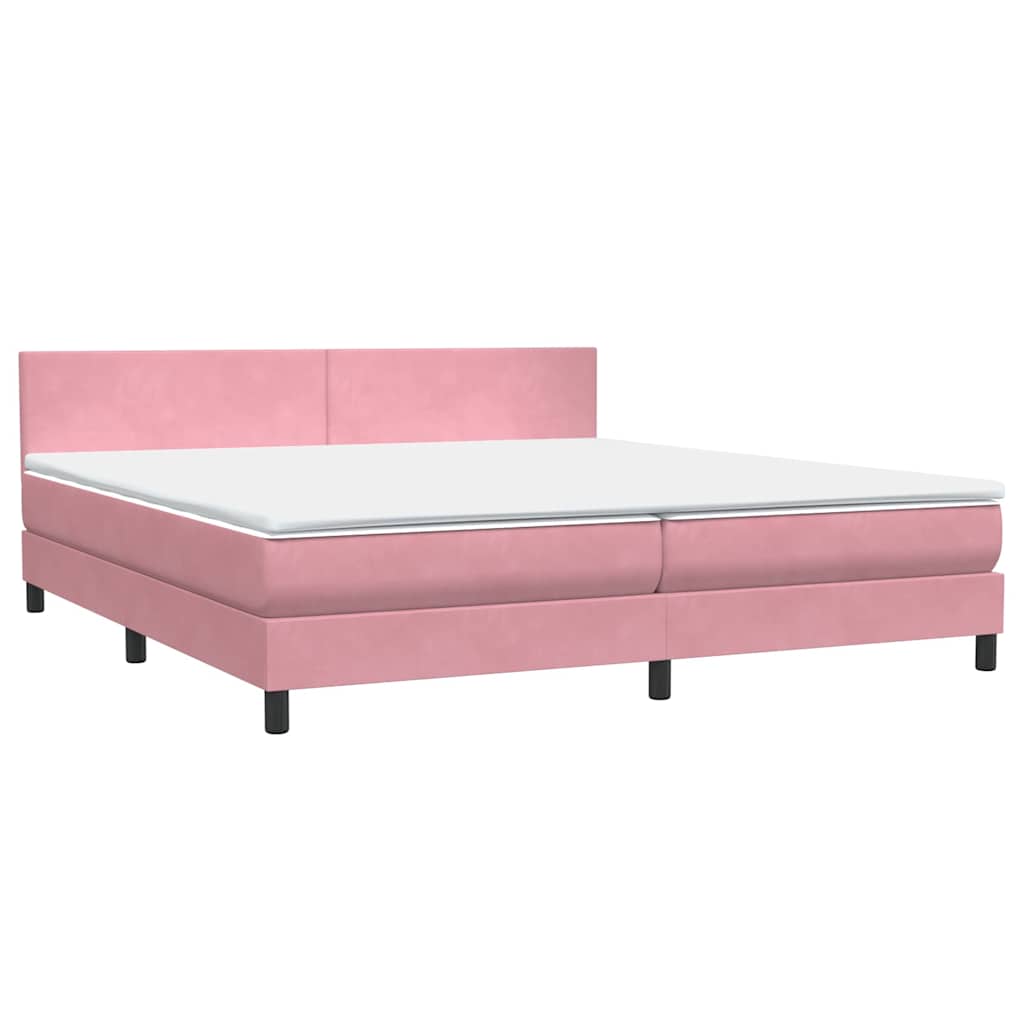Boxspring met matras en LED fluweel roze 200x220 cm