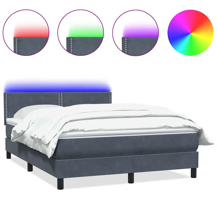 Boxspring met matras en LED fluweel donkergrijs 160x210 cm