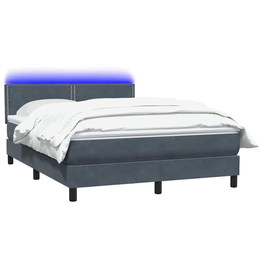Boxspring met matras en LED fluweel donkergrijs 160x210 cm