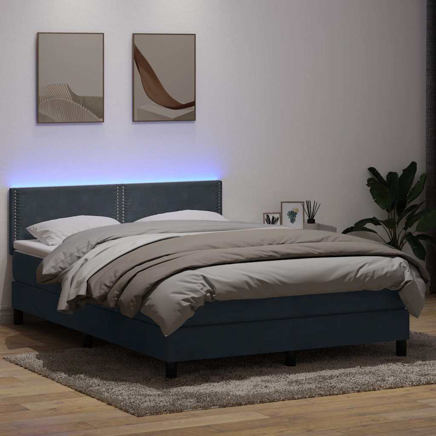 Boxspring met matras en LED fluweel donkergrijs 160x210 cm