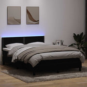 Boxspring met matras 160x210 cm fluweel zwart LED