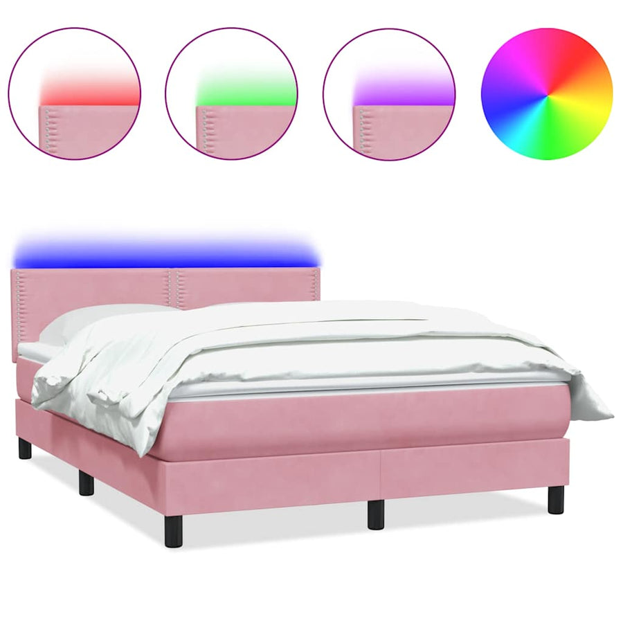 Boxspring met matras fluweel roze 160x210 cm