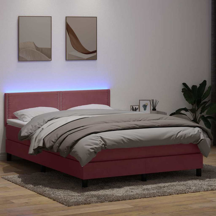 Boxspring met matras fluweel roze 160x210 cm