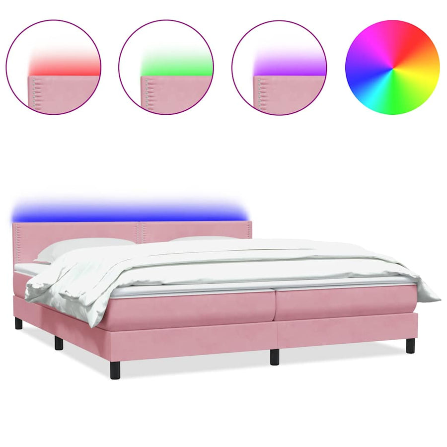 Boxspring met matras fluweel roze 180x210 cm