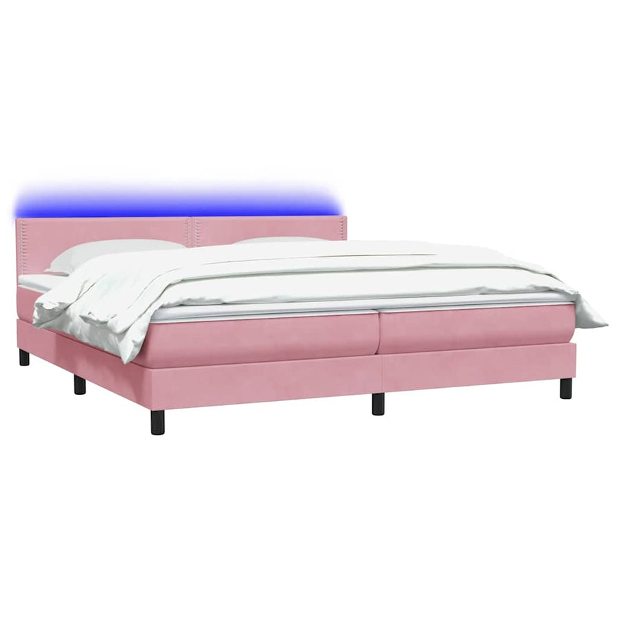 Boxspring met matras fluweel roze 180x210 cm