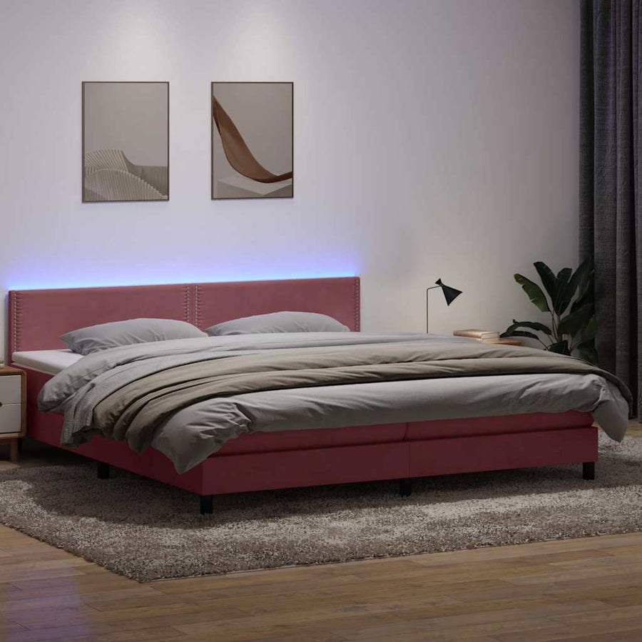 Boxspring met matras fluweel roze 180x210 cm