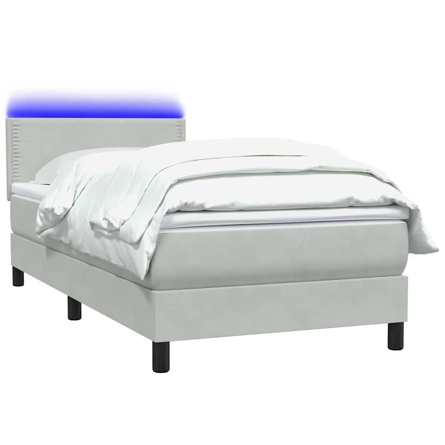 Boxspring met matras fluweel lichtgrijs 80x220 cm